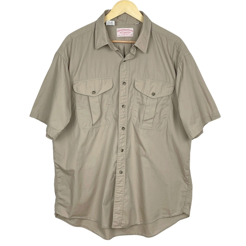 Vintage Filson Khaki Cotton Short Sleeve Safari Shirt Men XL Work Shirt Heritage